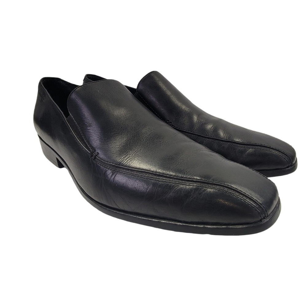 CALVIN KLEIN Men's Oakes Black Leather Slip On Dress Shoes Size 12 M